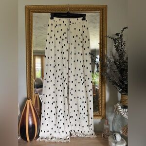 Elegant Black and Cream Polka Dot Pants